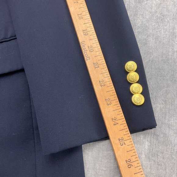 Chaps Blazer Men 42 Blue Gold Logo Buttons Classic Sport Jacket Executive VTG - Picture 5 of 12